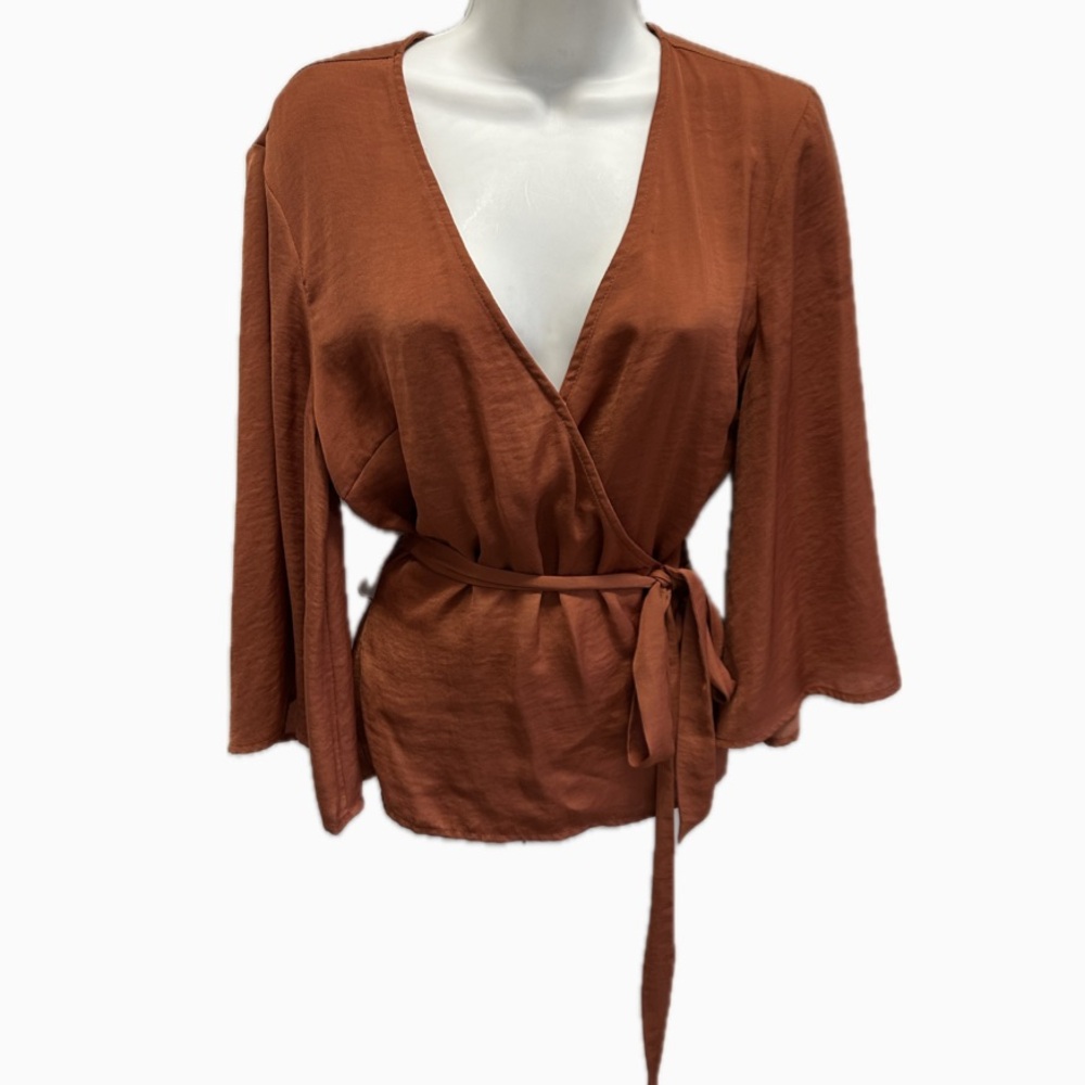 Rust Wrap Blouse with Belt